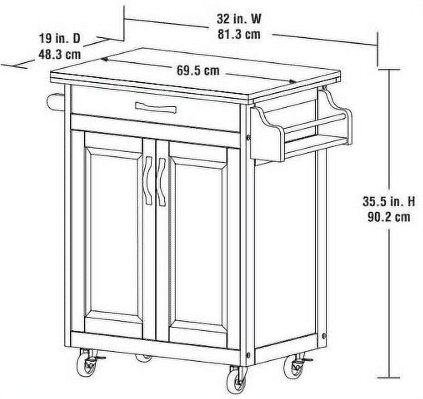 Kitchen Island Cart with Drawer and Storage Shelves, White