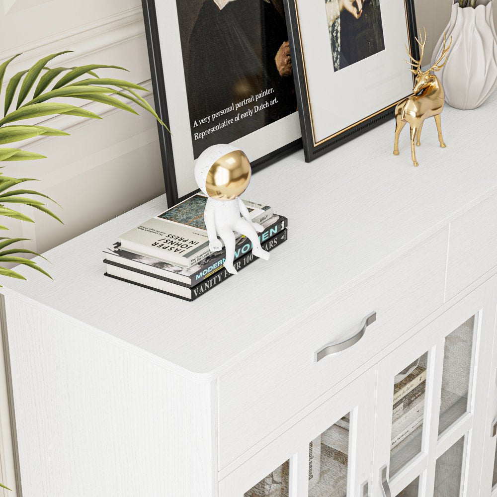 Buffet Storage Cabinet, Kitchen Sideboard with 3 Doors&2 Drawers for Dining Room, White Finish