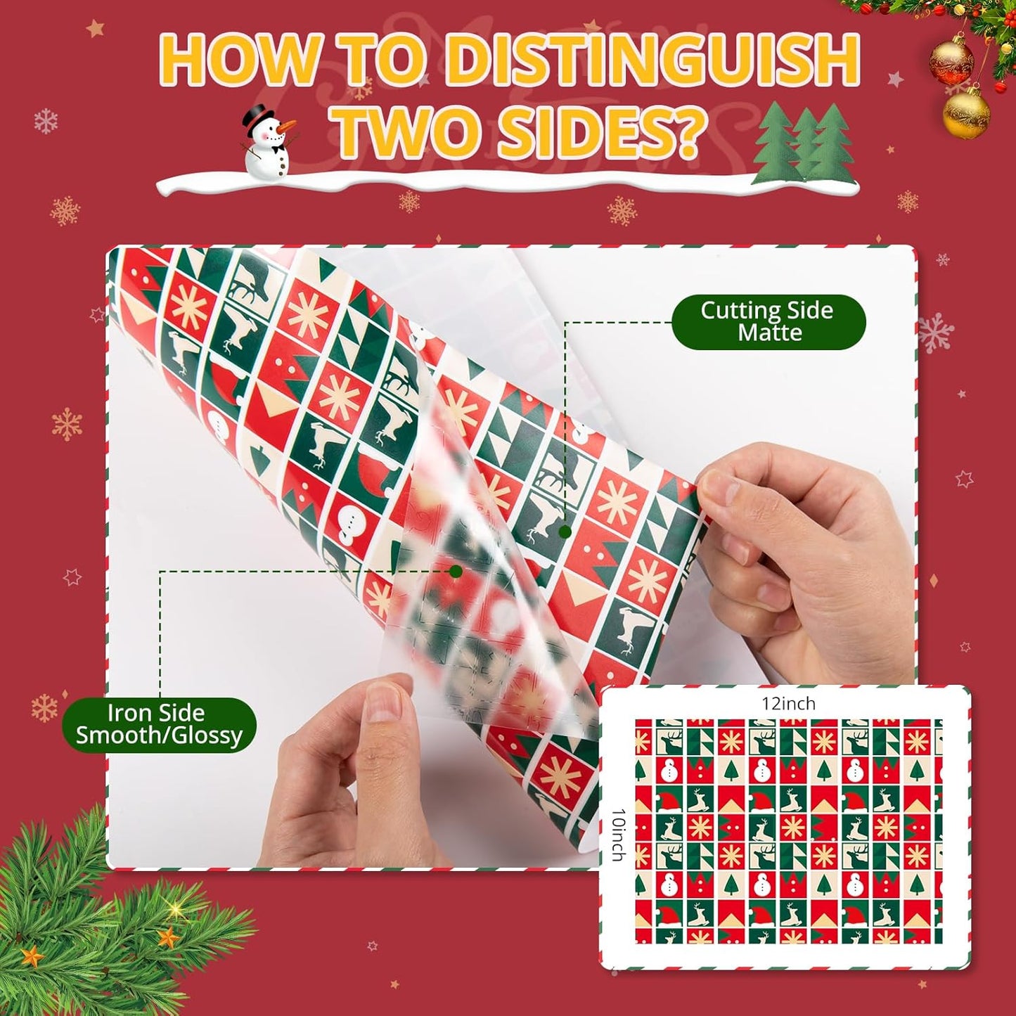 Christmas HTV Heat Transfer Vinyl - 13Pack Patterned Iron-On Vinyl Sheets, Buffalo Plaid & Glitter HTV Vinyl for T-Shirts, Compatible with Cricut & Silhouette for Christmas Gift