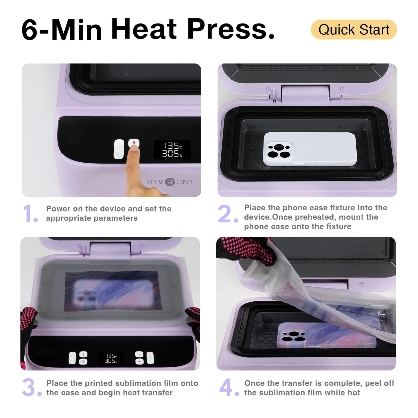 HTVRONT H17 Phone Cases Heat Press - Automatic Vacuum Heat Press Machine for Phone Cases- Sublimation Press for Custom Phone Case, Badges, Coasters,Purple