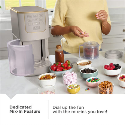BLACK+DECKER Perfect Pint Ice Cream Maker for Homemade Frozen Treats, Gelato, Sorbet, Milkshakes, Frozen Yogurt, Light Ice Cream, Mix-Ins, Dairy-Free, Keto-Friendly Dessert Machine