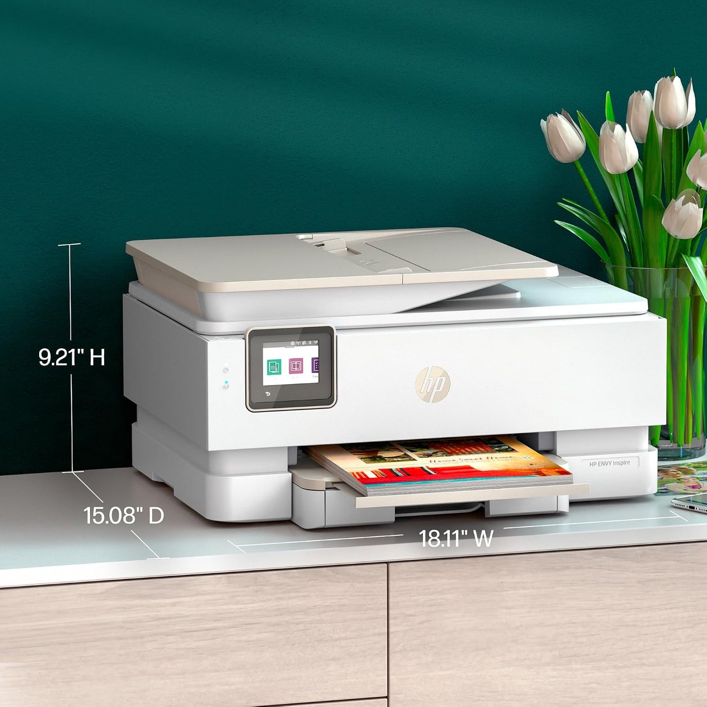HP Envy Inspire 7955E Wireless Color Inkjet Printer, Print, Scan, Copy, Easy Setup, Mobile Printing, Best-For-Home, 3 Month Instant Ink Trial Included, Ai-Enabled (1W2Y8A)