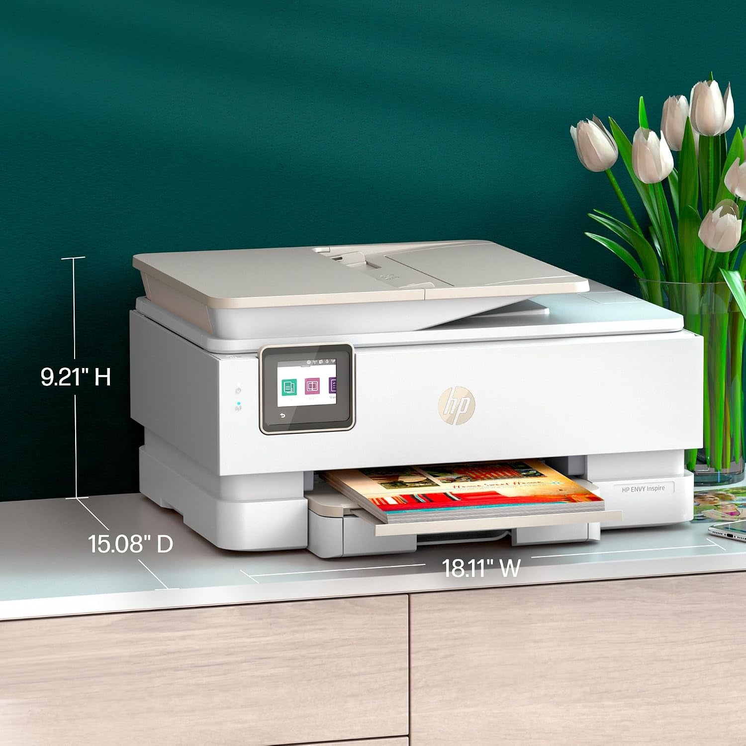 HP Envy Inspire 7955E Wireless Color Inkjet Printer, Print, Scan, Copy, Easy Setup, Mobile Printing, Best-For-Home, 3 Month Instant Ink Trial Included, Ai-Enabled (1W2Y8A)