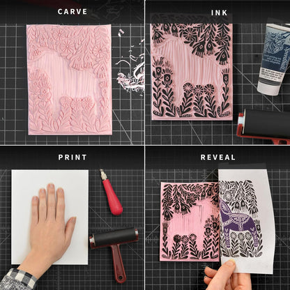Speedball 3471 Super Value Block Printing Starter Kit – Includes Ink, Brayer, Lino Handle and Cutters, Speedy-Carve