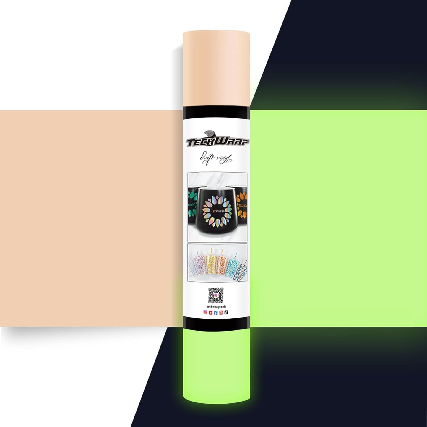 Glow in Dark Matte Adhesive Craft Vinyl for Craft Cutter,Sign Plotter 1Ft X 5Ft, Peach