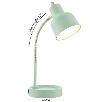 LED Desk Lamp with Catch-All Base & AC Outlet, Matte Mint Green