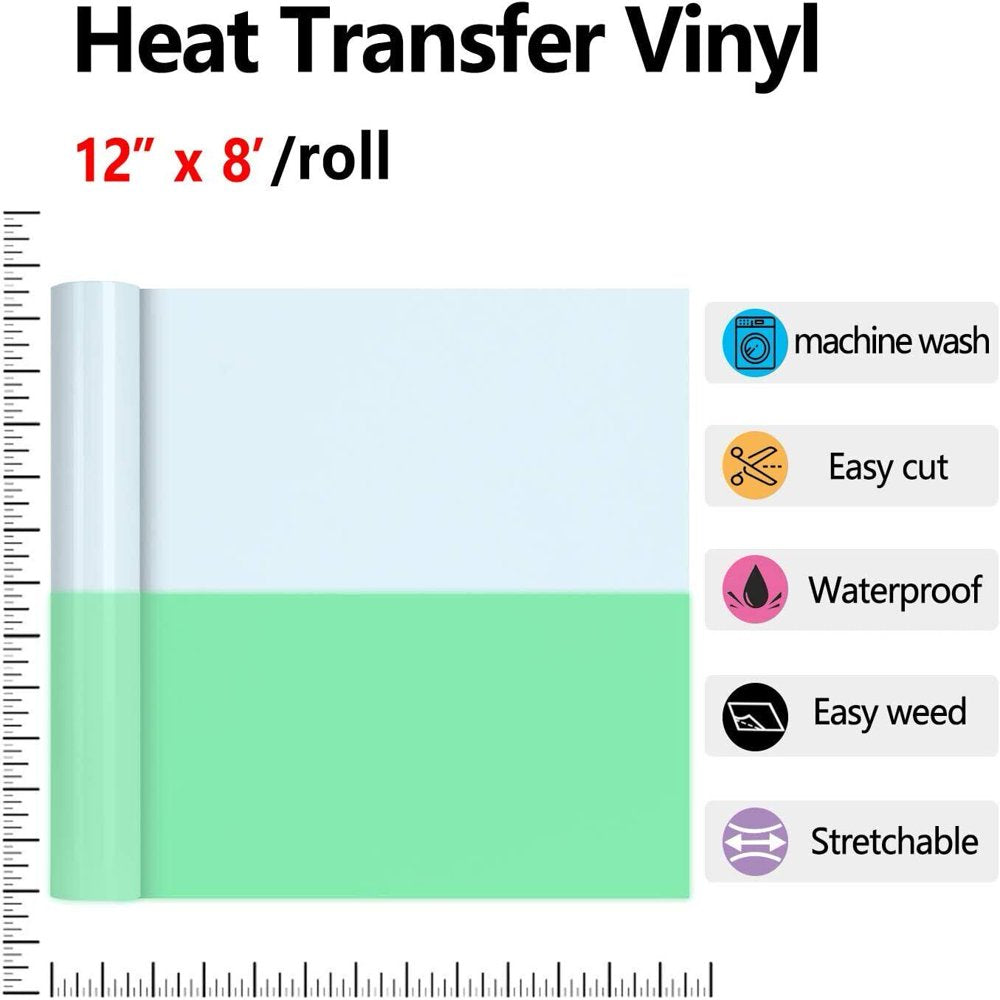 12" X 8FT Glow in the Dark White to Yellow Green Heat Transfer Vinyl Iron on T-Shirt for Cricut & All Cutter Machine