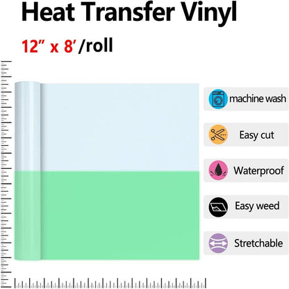 12" X 8FT Glow in the Dark White to Yellow Green Heat Transfer Vinyl Iron on T-Shirt for Cricut & All Cutter Machine