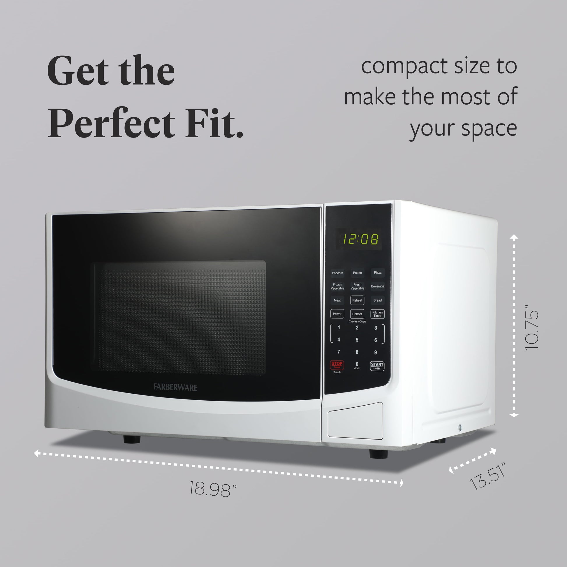 0.9 Cu. Ft. Countertop Microwave Oven – 900W Power, Auto Cook Settings, Defrost, and Safety Lock – White