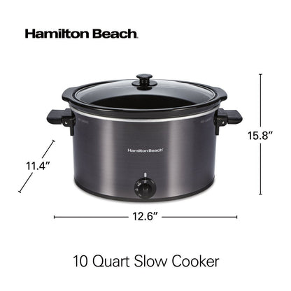 Slow Cooker, 10 Quart Capacity, Extra Large, Removable Crock, Black, 33191