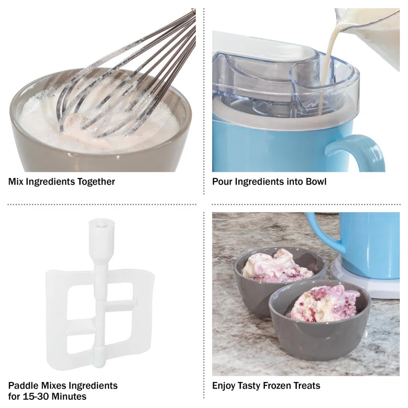Ice Cream Maker - 2QT Ice Cream Machine Makes Sorbet, Gelato, Ice Cream, and Frozen Yogurt - Kitchen Appliances and Gadgets