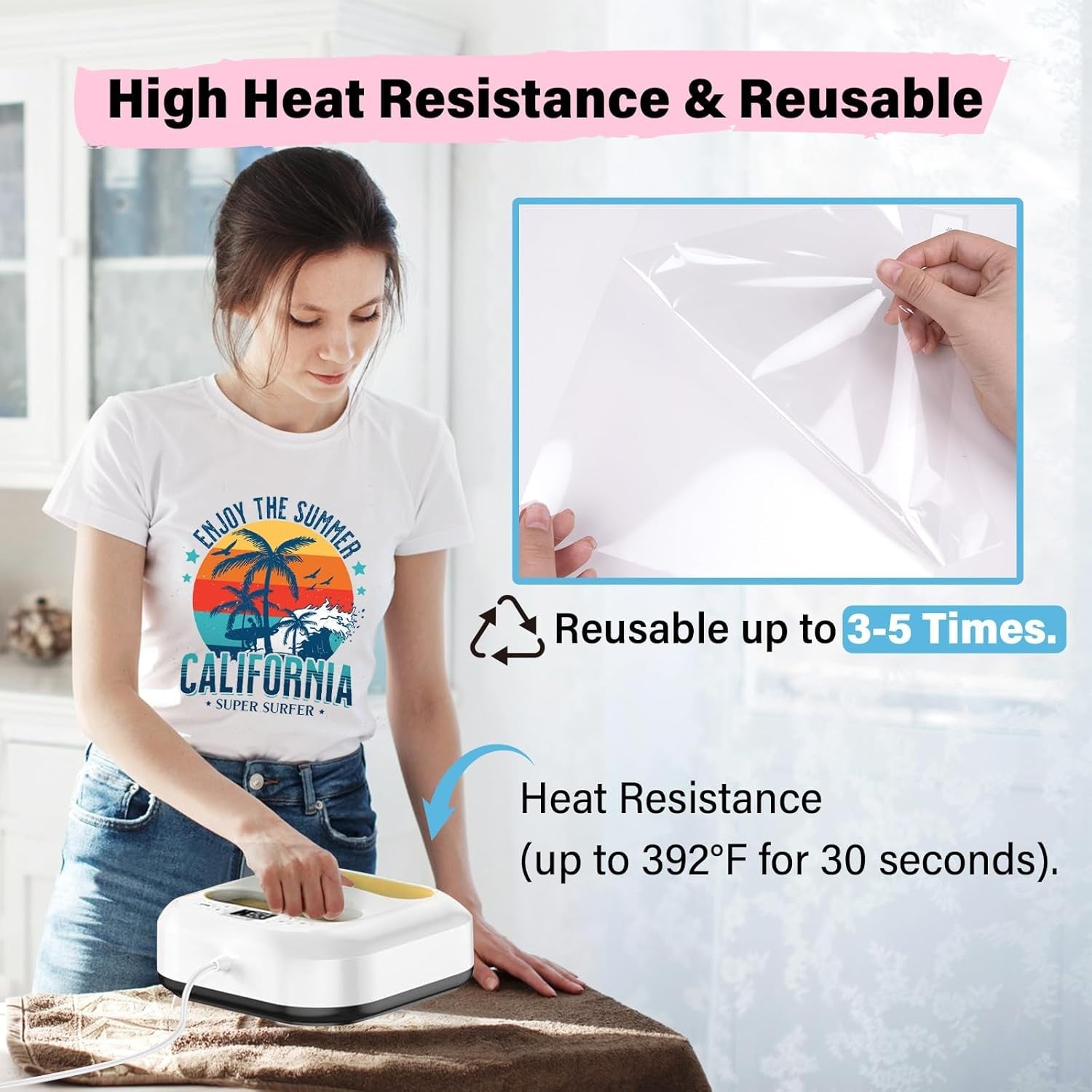 Heat Transfer Mask for Heat Transfer Paper for T-Shirts 15PCS, 8.3" X 11.7" Masking Film Clear Iron on Transfer Tape for HTV Printable Heat Transfer Vinyl, Heat Transfer Mask Sheets