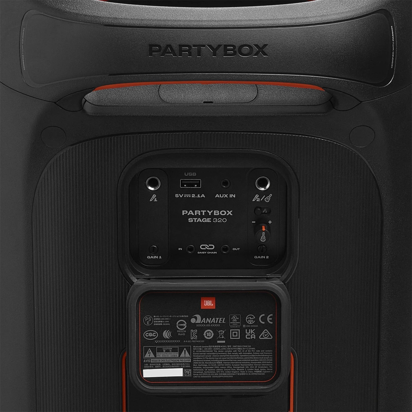 Partybox Stage 320 - Portable Party Speaker with Wheels - Black
