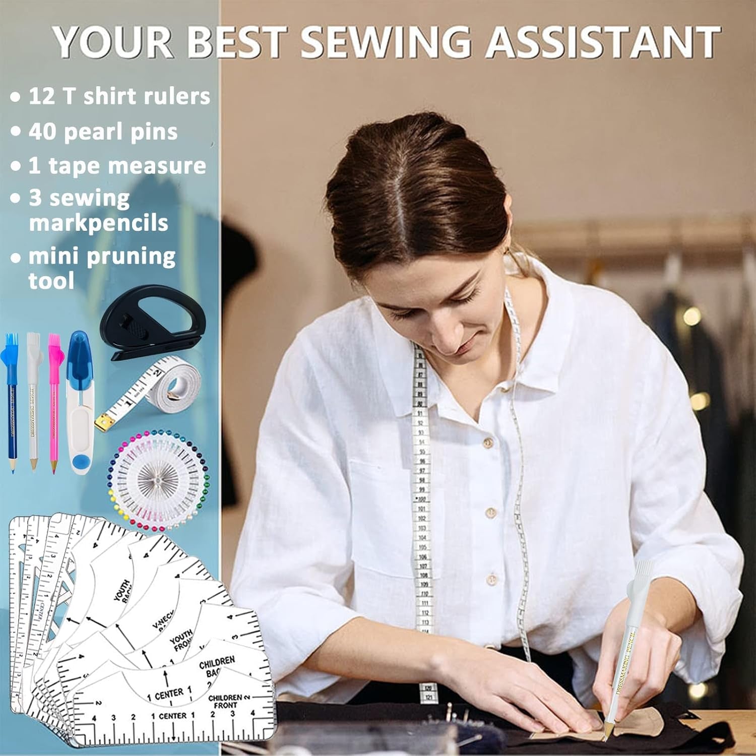 Sublimation Shirts Tool Kits 66 Pcs Shirt Measure Ruler Set Reusable round Neck and V-Neck Alignment T-Shirt Guide Ruler Teflon Sheet for Heat Press 12 X 16In Heat Resistant Tape
