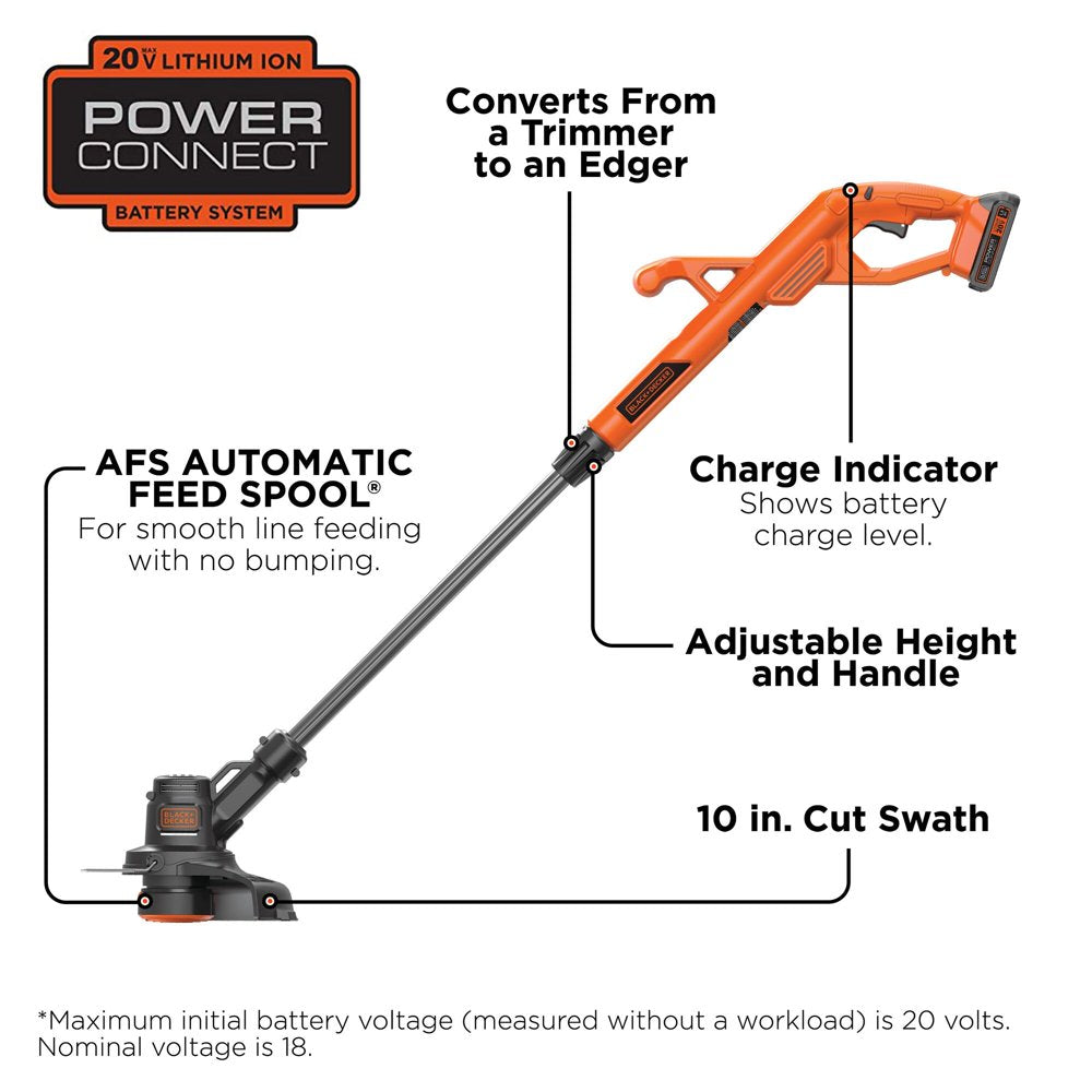 LST201 20V MAX 1.5AH Lithium-Ion Cordless 10" String Trimmer / Edger