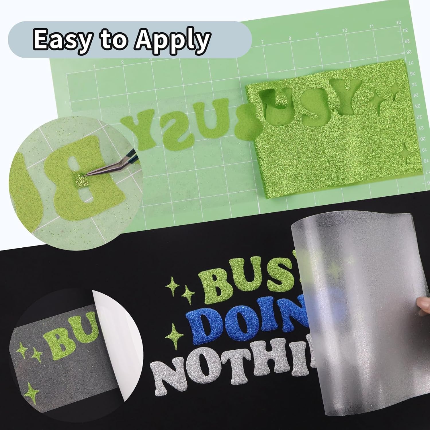 3D Puff Heat Transfer Vinyl, 9 Sheets 12" X 10" Glitter Foaming Puff HTV Vinyl, Puffy Iron on Vinyl for T-Shirts Clothes Compatible with Cricut Air or Maker