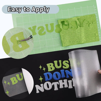 3D Puff Heat Transfer Vinyl, 9 Sheets 12" X 10" Glitter Foaming Puff HTV Vinyl, Puffy Iron on Vinyl for T-Shirts Clothes Compatible with Cricut Air or Maker