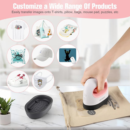 Bettersub Mini Heat Press Machine, Small Heat Press Portable Iron Press Machine, Sublimation and HTV Vinyl Shirt Press Machine for Hat, Bags, Heating Transfer Small Projects (Pink)