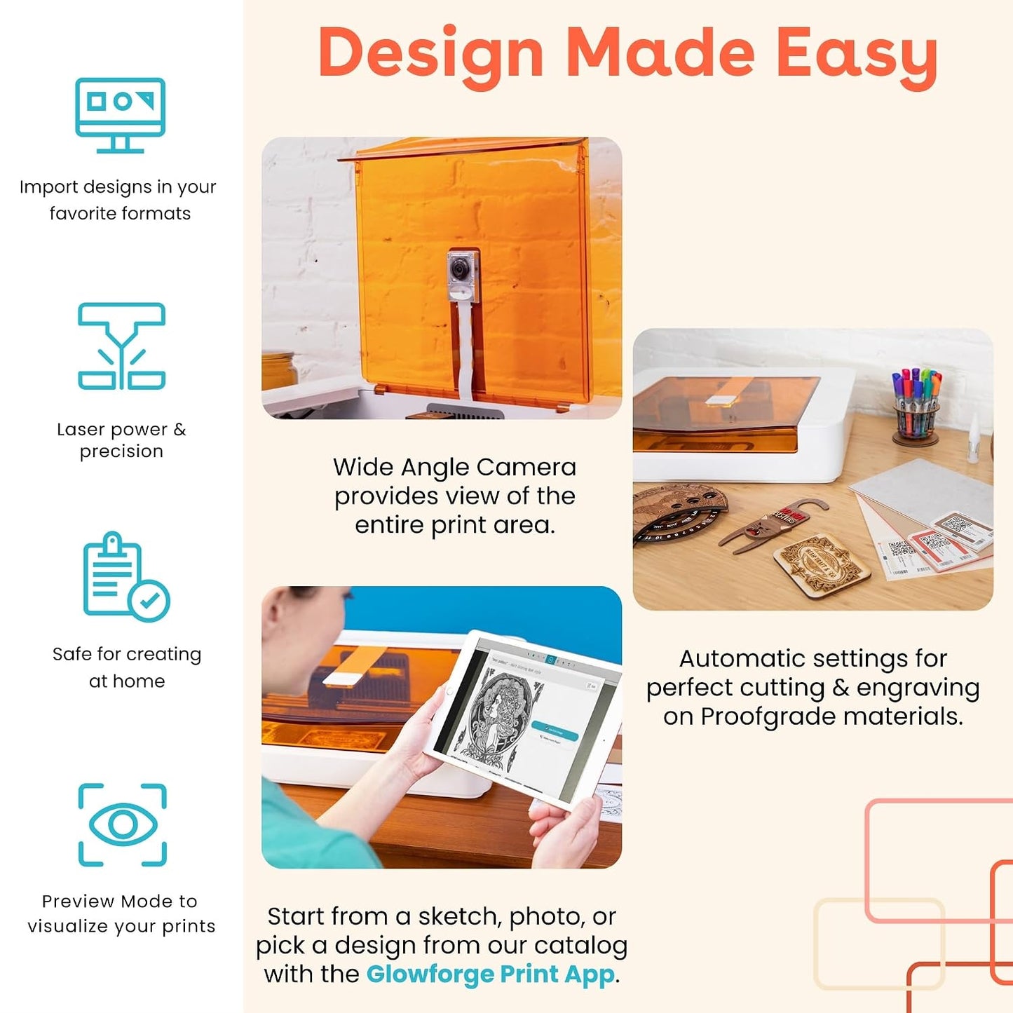 Glowforge Spark Laser Engraver Machine with the Craft Laser Filter and Proofgrade Essentials Bundle