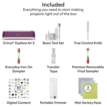 Cricut Explore Air 2 Essentials Bundle, Boysenberry