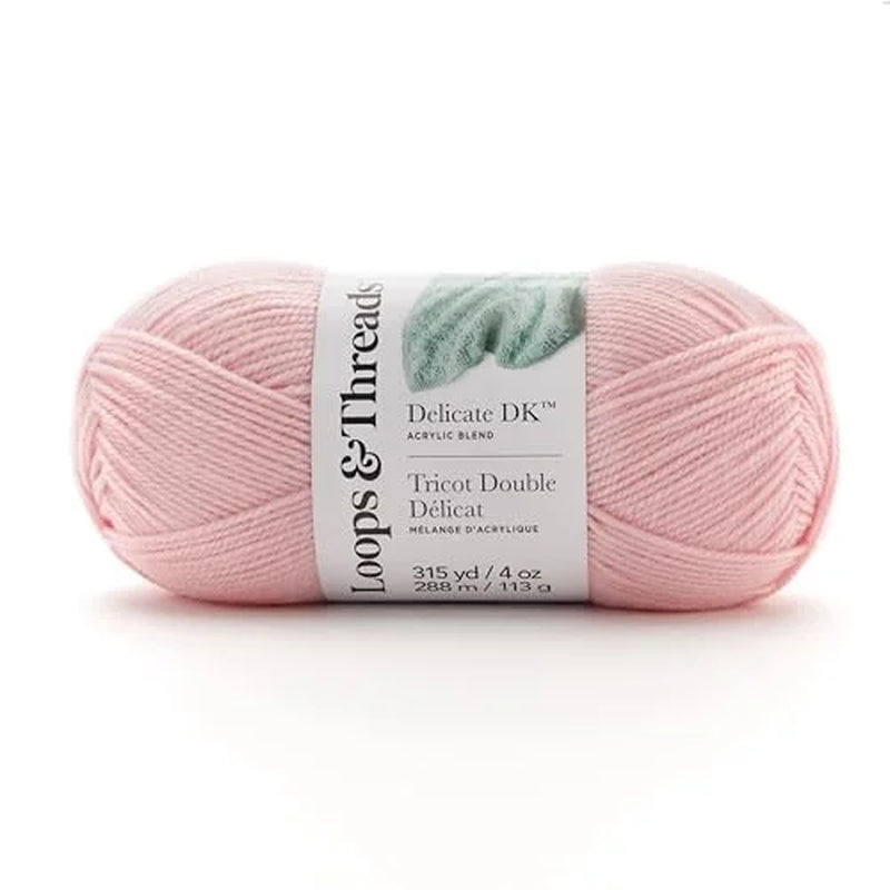 Delicate DK Yarn by Loops & Threads - Yarn for Knitting - Crochet - Weaving - and Arts & Crafts - Pink - Acrylic Yarn - 4 Oz