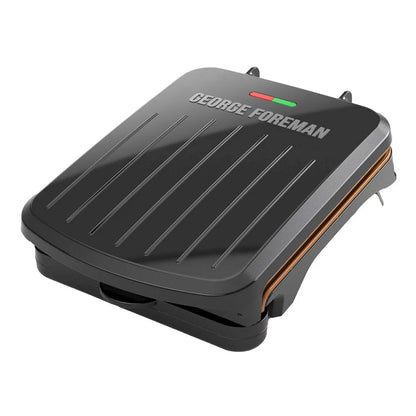 Electric Indoor Grill and Panini Press, Black with Copper Plates, Serves 2, Classic Plate, Grs040-Series