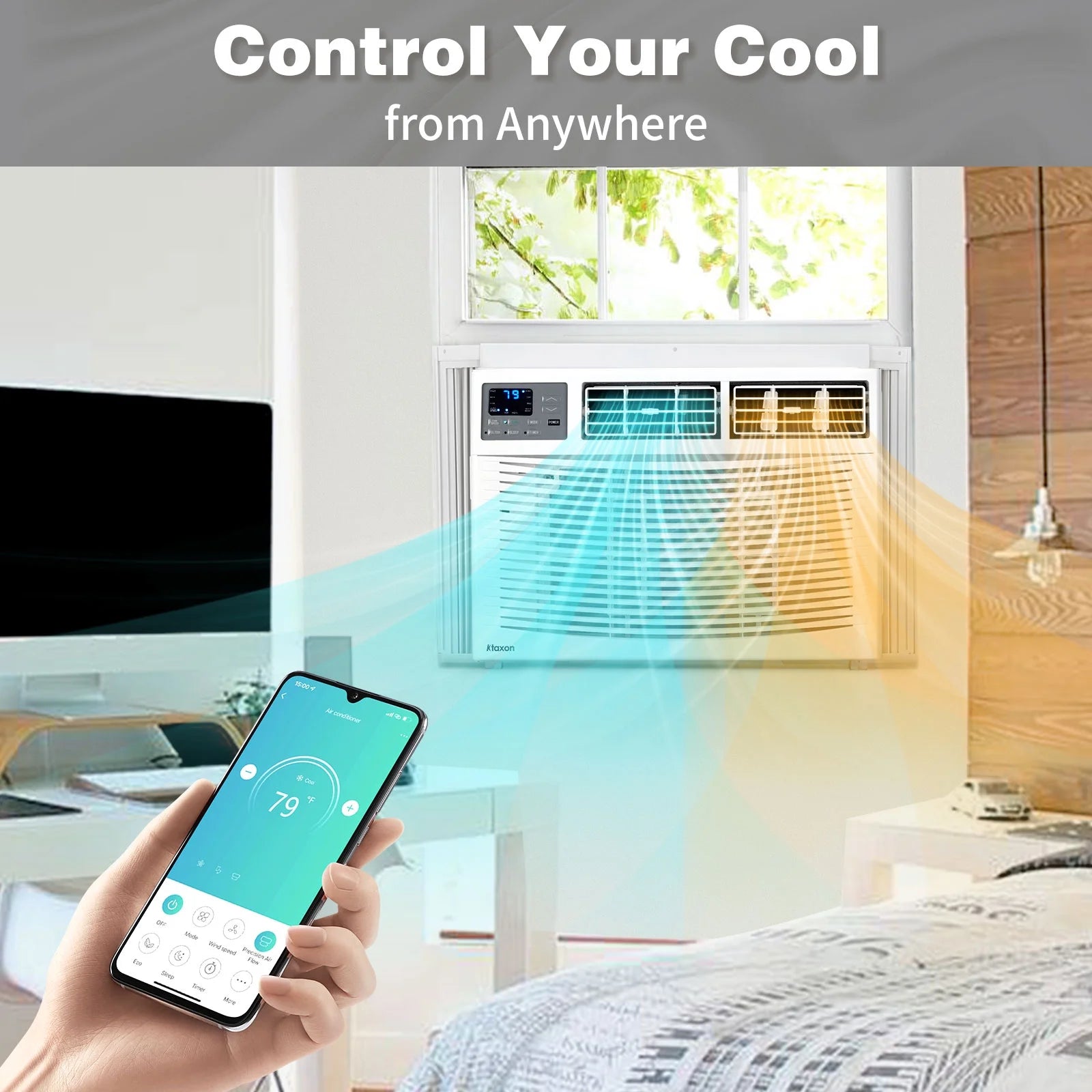 18000 BTU Window Air Conditioner with Heat, Window AC Unit & Heater Combo with APP & Voice Smart Control, Timer Function & Easy Installation Kit, Work with Alexa/Google Assistant, 208/230V