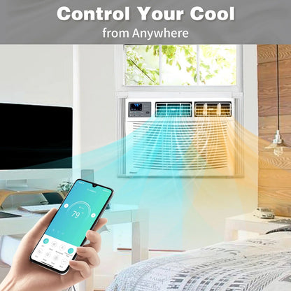 18000 BTU Window Air Conditioner with Heat, Window AC Unit & Heater Combo with APP & Voice Smart Control, Timer Function & Easy Installation Kit, Work with Alexa/Google Assistant, 208/230V