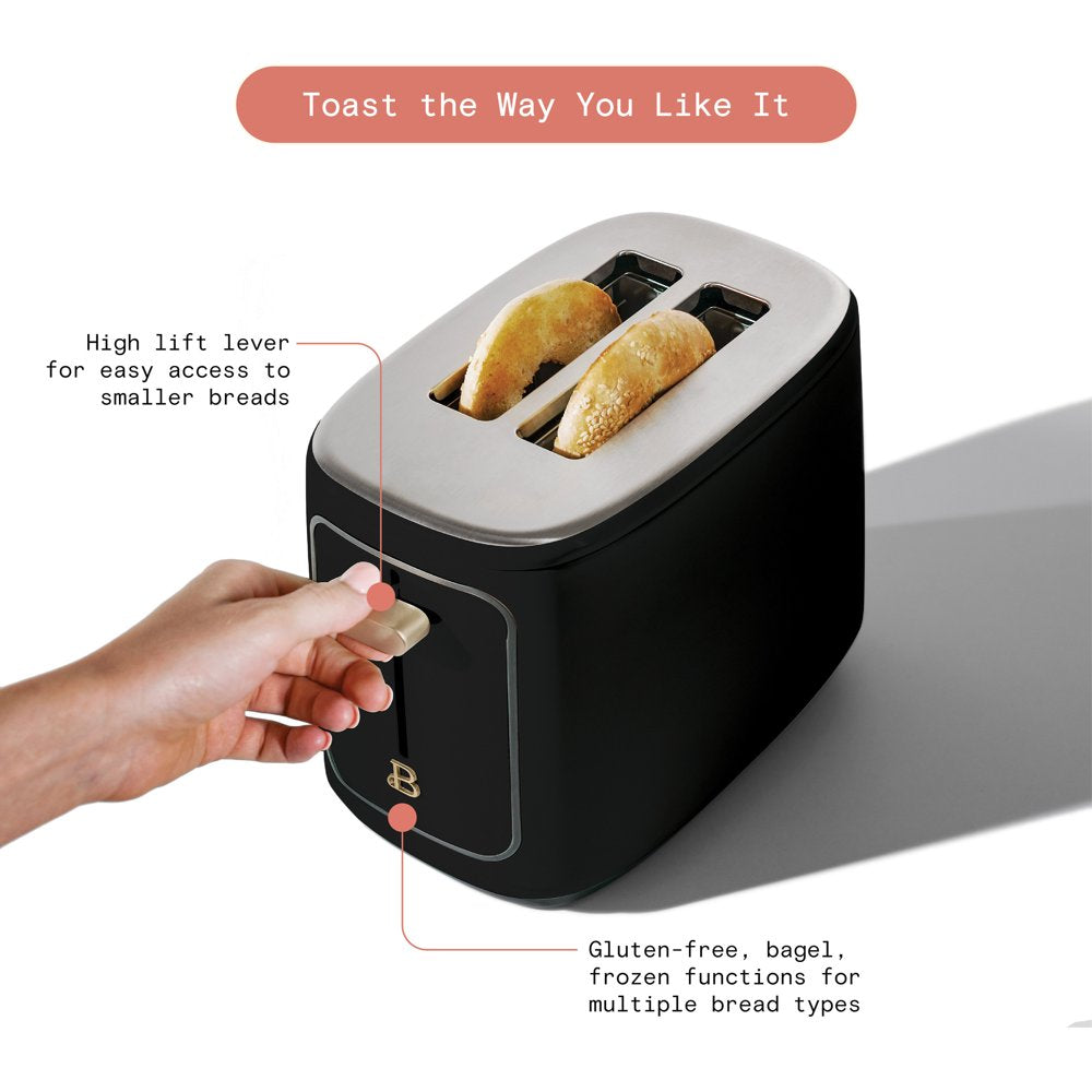 2-Slice Toaster with Touch-Activated Display, Black Sesame by Drew Barrymore