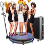 MWE 360 Photo Booth Machine with Glass Bottom Remote Control Automatic 360 Spin Camera Video Booth 100CM for 3-5 People (40In Glass+Flight Case)