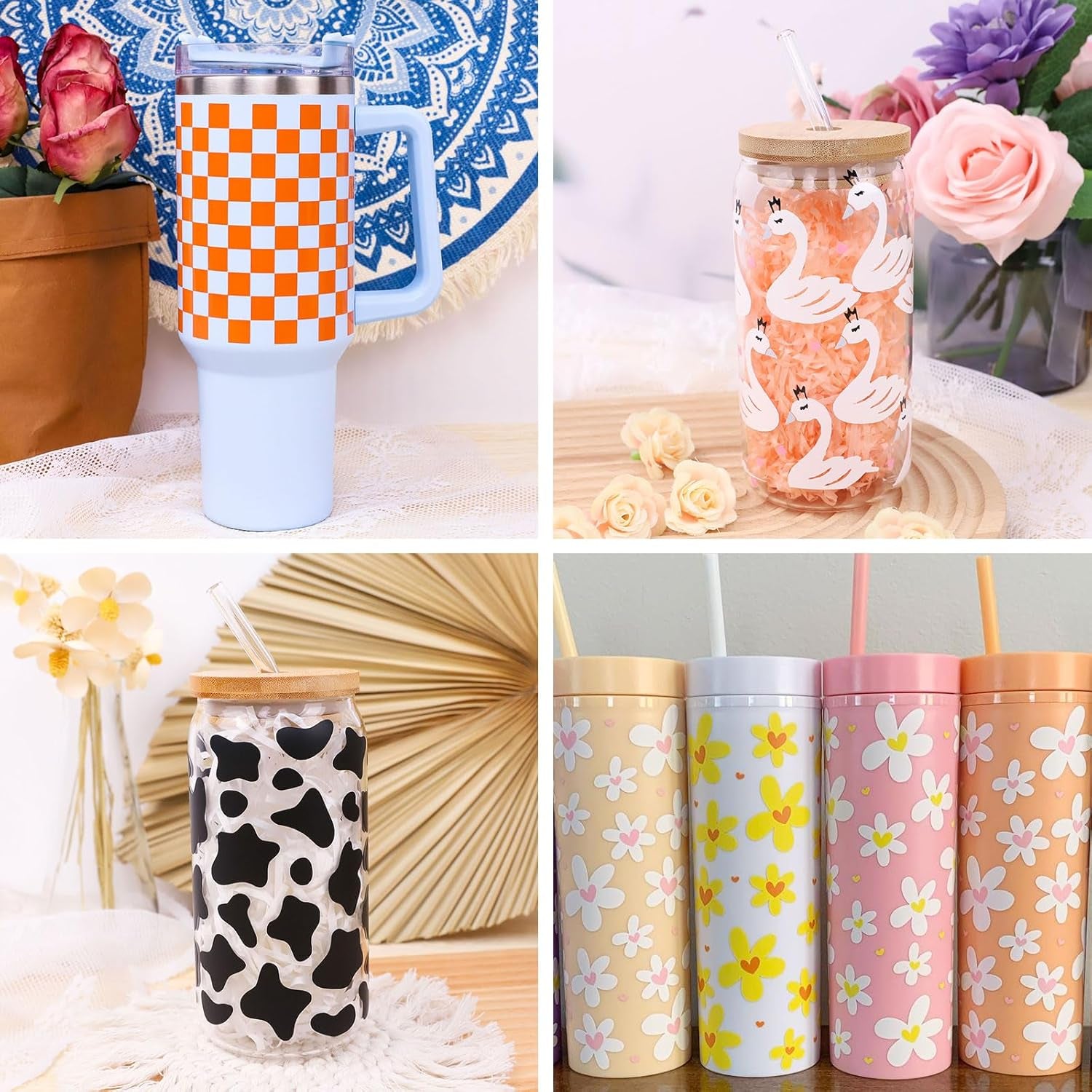 001 Permanent Adhesive Vinyl Bundle - 54Pack Vinyl Sheets (12”X12 Glossy, Matte) for Cutting Machines and Craft Cutter, DIY Craft, Car Decals, Party Decoration, Sticker