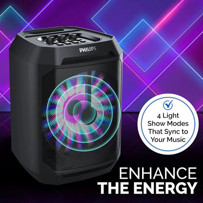 Portable Bluetooth Party Speaker with 8-Inch Woofer and Dynamic Bass Boost, 30W, 7Hrs Play Time, USB-C, Black