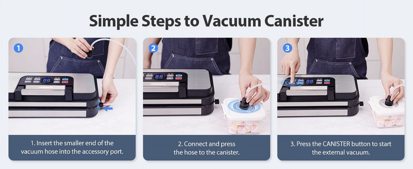 95Kpa Powerful Vacuum Sealer, Aeitto Food Sealer with 10-In-1 Functions, Easy-Lock Handle, Double Heat Seal & Double Pump, for Food with Bags Storage, Built-In Cutter,Stainless Steel