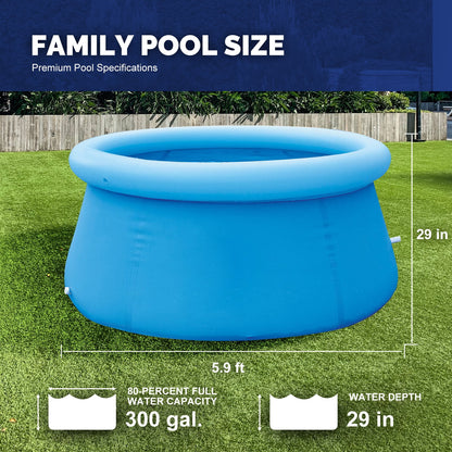 5.9 Ft X 29 in above Ground Inflatable Pools, Top Ring round Pool, Blue