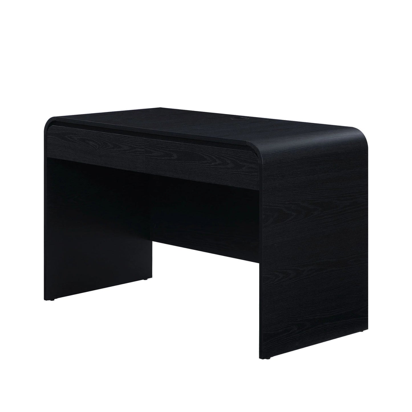 Juliet Curved Desk with Storage, Black Finish