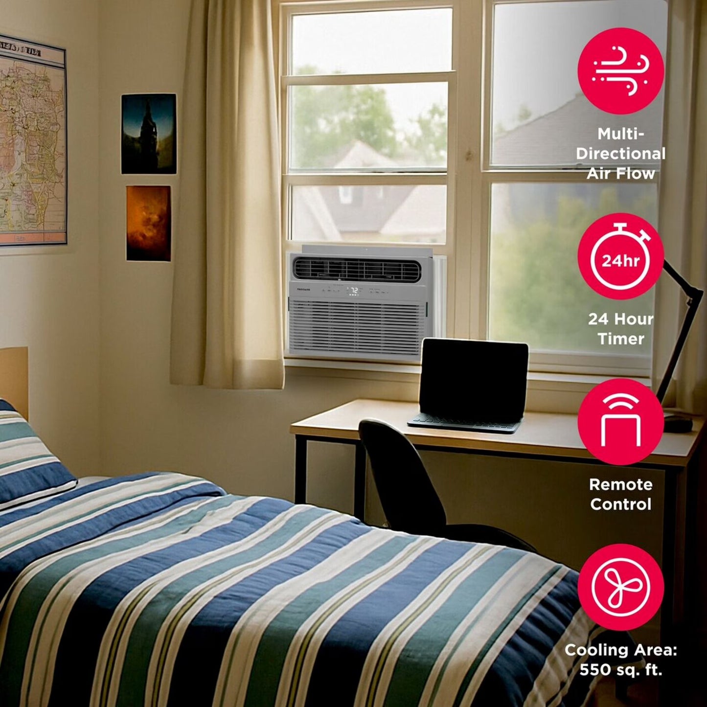 12,000 BTU Window Air Conditioner for Medium Rooms, Multi Speed Fan and Efficient Cooling