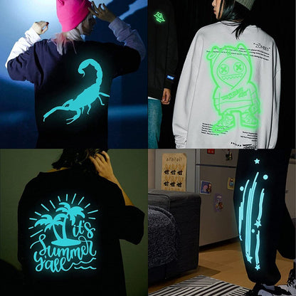 12" X 8FT Glow in the Dark White to Blue Green Heat Transfer Vinyl Iron on T-Shirt for Cricut & All Cutter Machine
