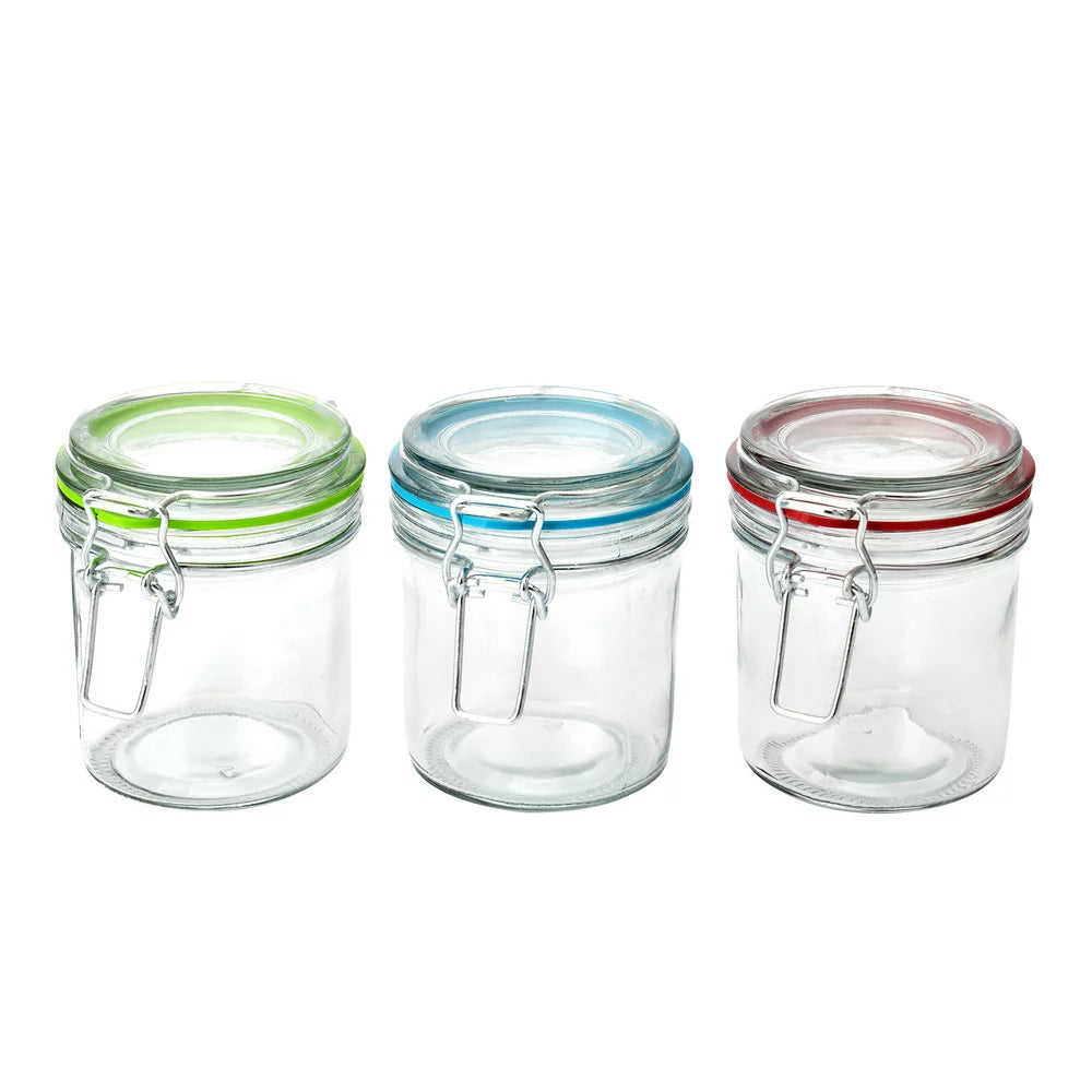 Kitchen Storage 9.4-Ounce Clear Glass Lock Lid Jar with Silicone Gasket