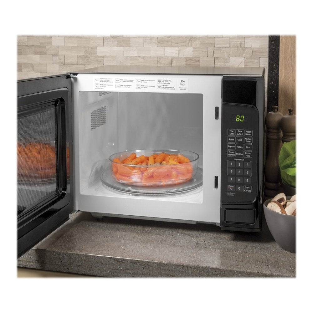 GE® 1.1 Cubic Foot Capacity Countertop Microwave Oven, Black, JES1145DMBB