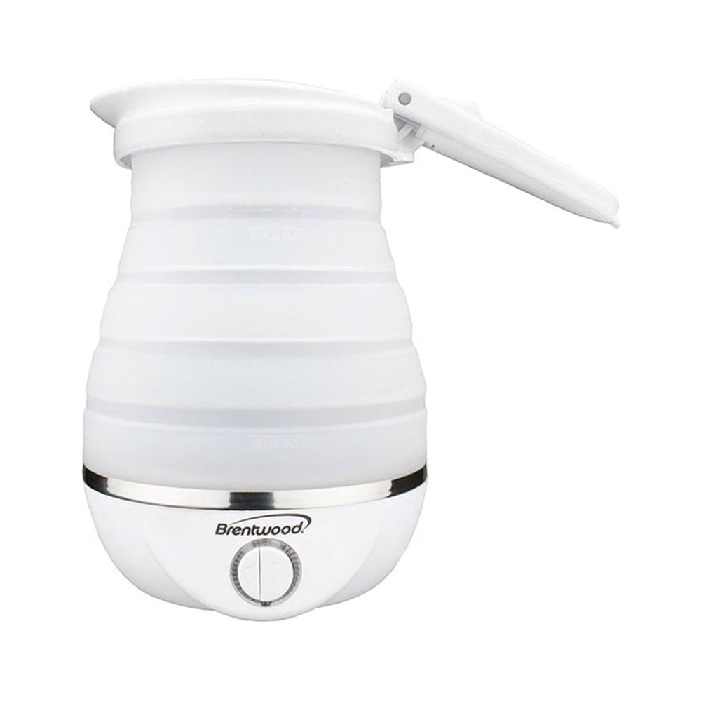 KT-1508W Dual Voltage 120/220V 0.8L Collapsible Travel Kettle, White