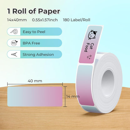Nelko Genuine P21 Label Maker Tape, Adapted Label Print Paper, 14X40Mm (0.55"X1.57"), Standard Laminated Labeling Replacement, Multipurpose of P21 Label Maker, 180 Tapes/Roll, 1 Roll, Light Purple