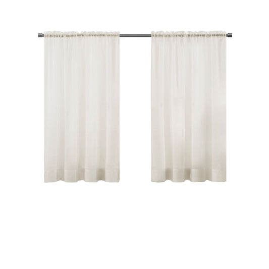 Sheer Voile Single Curtain Panel 59"X63" Ivory