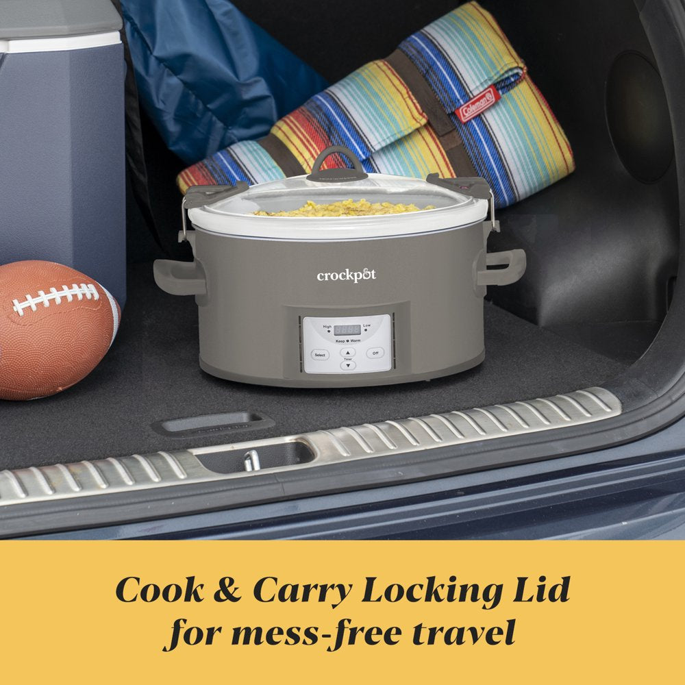 7-Quart Cook and Carry Programmable Slow Cooker, Grey