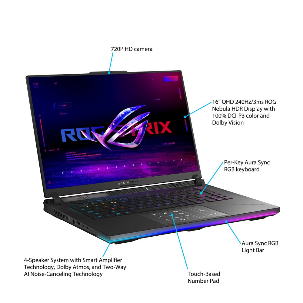 ROG Strix SCAR 16 (2023) Gaming Laptop, 16” Nebula HDR QHD, Nvidia RTX 4090, Intel I9-13980Hx, 32GB DDR5, 2TB SSD, Win 11 Pro, G634JY-XS97