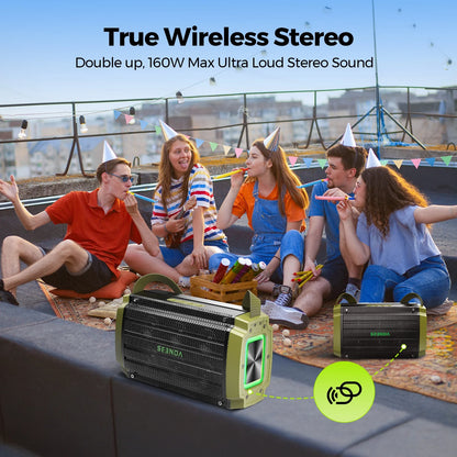 Bluetooth Speaker, 80W, Subwoofer, RGB Lights, 10H Playtime, IPX6 Waterproof Portable Wireless Speaker with Handle for Outdoors, Camping, Beach