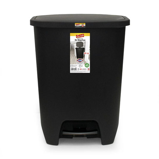 XL Trash Can, Plastic Step-On Kitchen Trash Can, with Clorox Odor Defense, Black