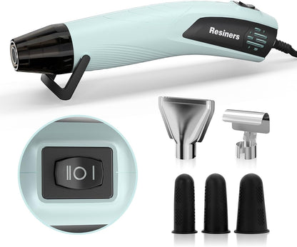 Heat Gun for Resin, 350W Fast Heating Dual Temp Heat Gun (482°F~662°F) with 3 Nozzles & 3 Silicone Covers, 4.9Ft Long Heat Gun for Bubble Remove,Vinyl Shrink Wrap,Candle Making,Epoxy Resin
