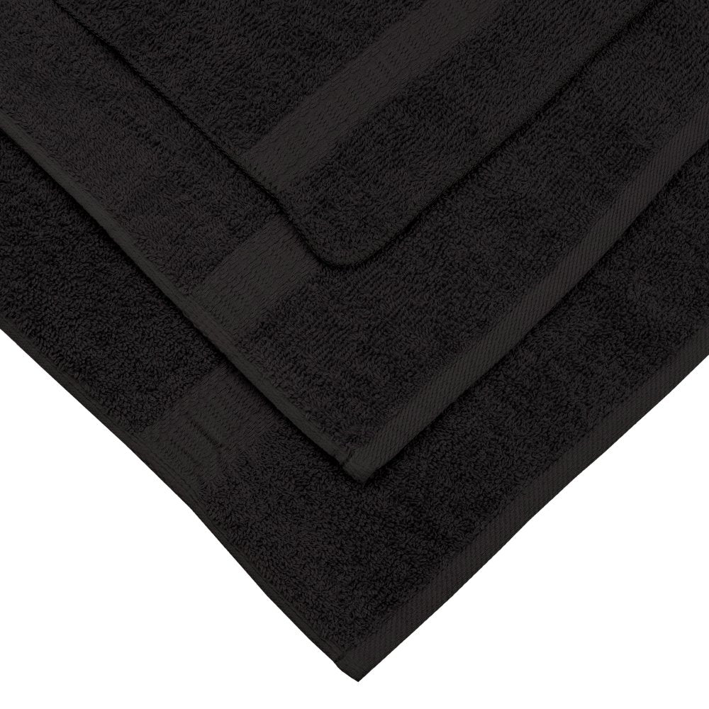 Basic Solid 18-Piece Bath Towel Set Collection, Black