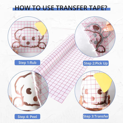 Transfer Tape for Vinyl - 12" X 20 FT Red Alignment Grid Clear Transfer Paper for Vinyl for Self Adhesive Vinyl - High Tack Transfer Tape for Signs Stickers Decals Walls Doors