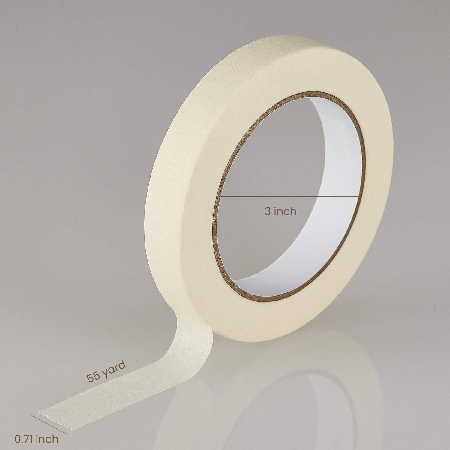 Lichamp Masking Tape 10 Pack General Purpose Beige White Color, 0.75 Inch X 55 Yards X 10 Rolls (550 Total Yards), for Painting, Home, Office, School Stationery, Arts, Crafts Etc. (3004)